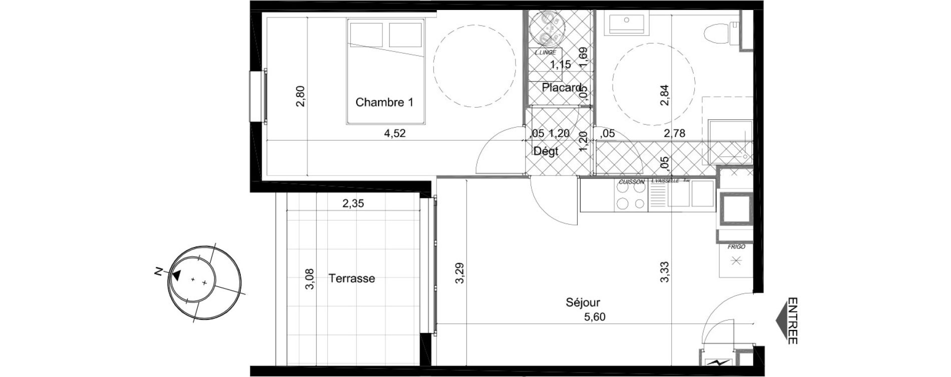 Appartement T2 de 41,96 m2 &agrave; Perpignan Saint assiscle