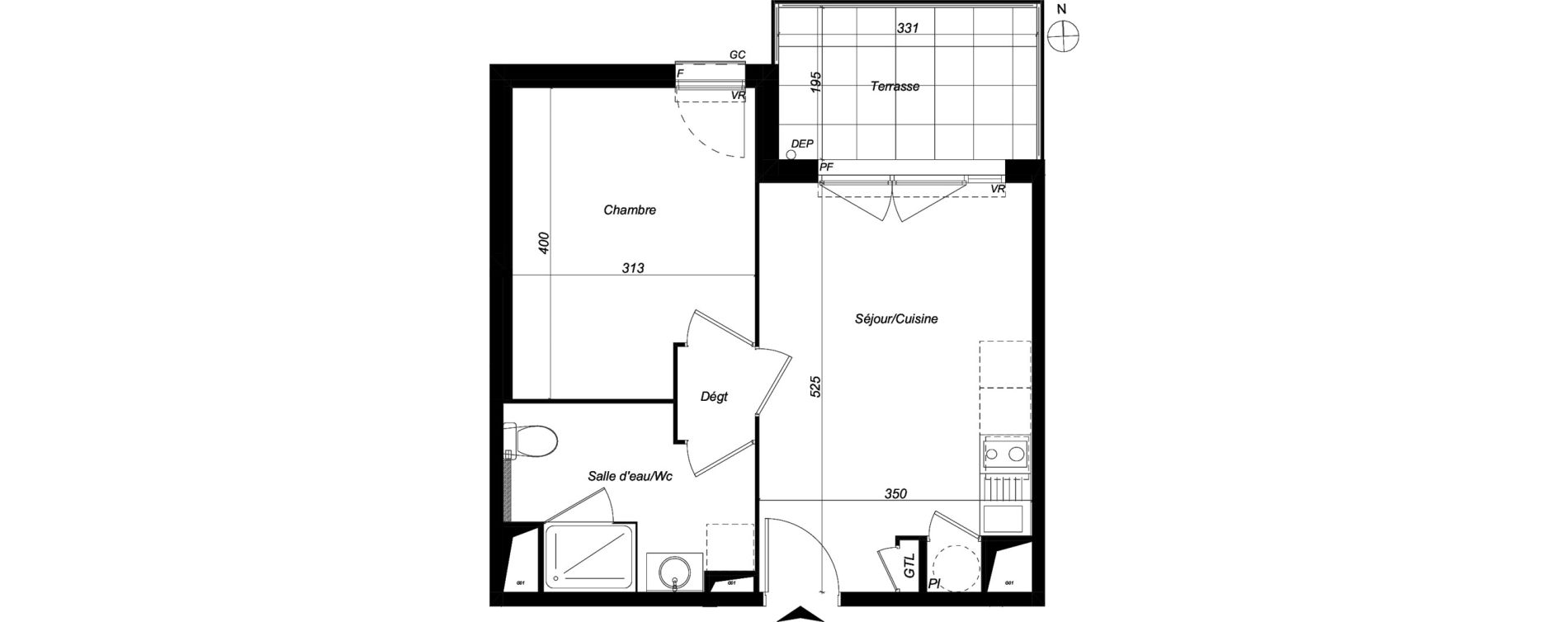 Appartement T2 de 37,07 m2 &agrave; Perpignan Porte d espagne