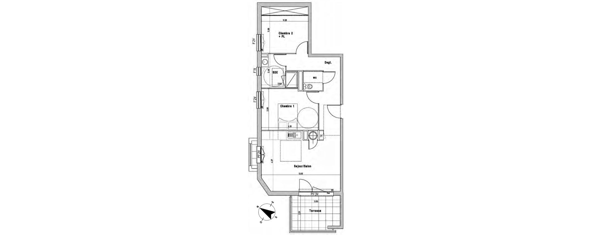 Appartement T3 de 64,94 m2 &agrave; Perpignan Saint martin