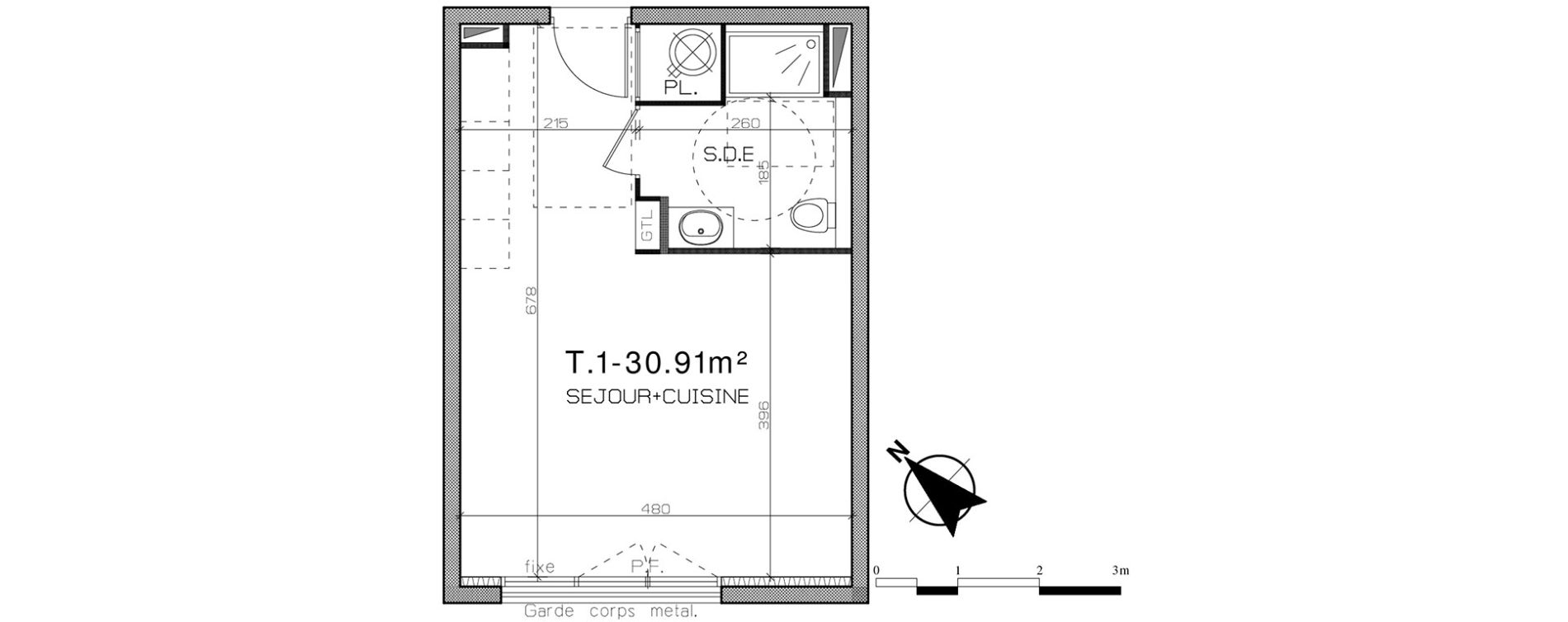 Appartement T1 de 30,91 m2 &agrave; Perpignan Centre