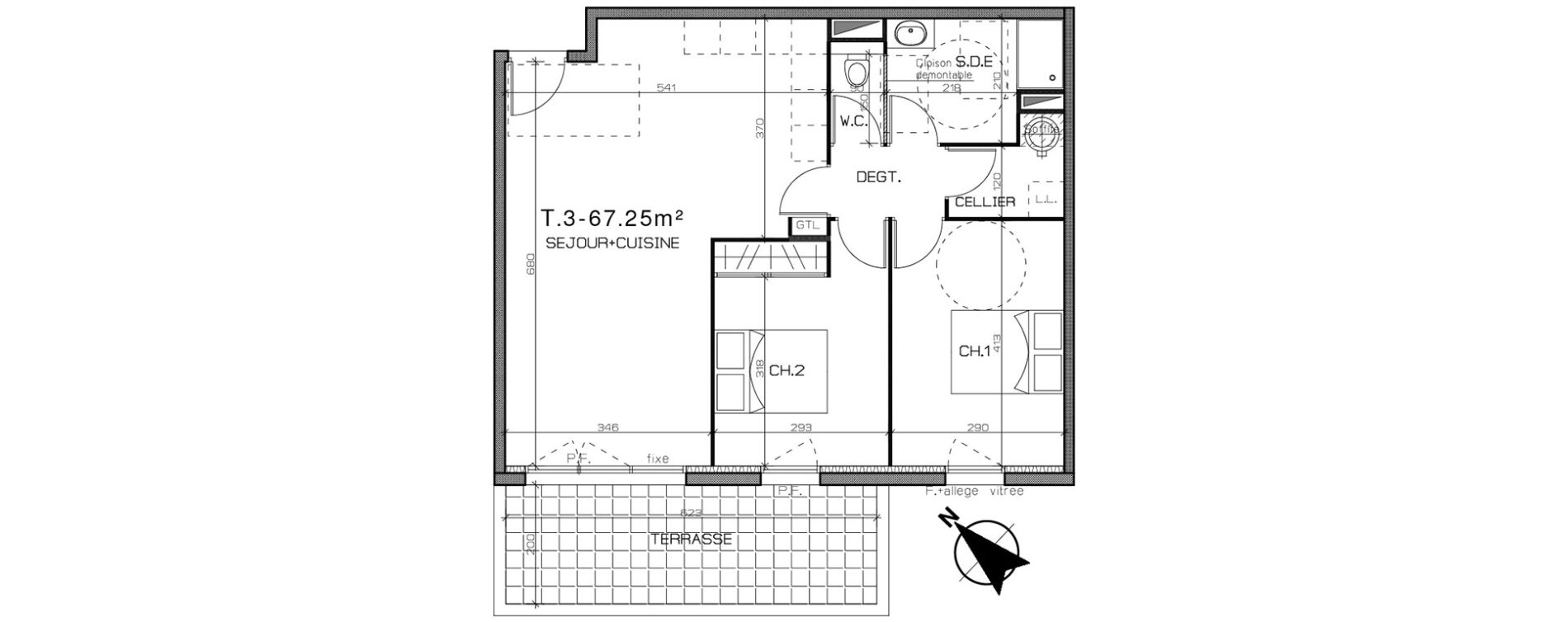 Appartement T3 de 67,25 m2 &agrave; Perpignan Centre