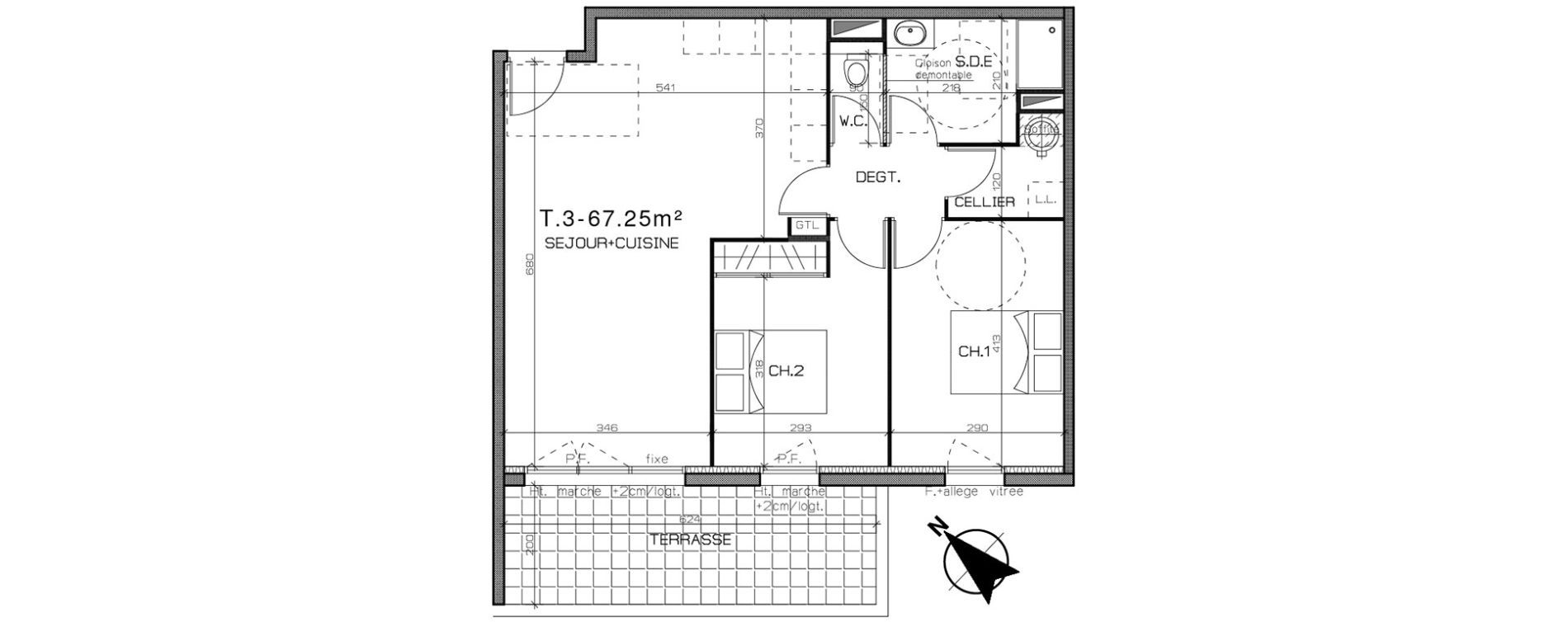 Appartement T3 de 67,25 m2 &agrave; Perpignan Centre
