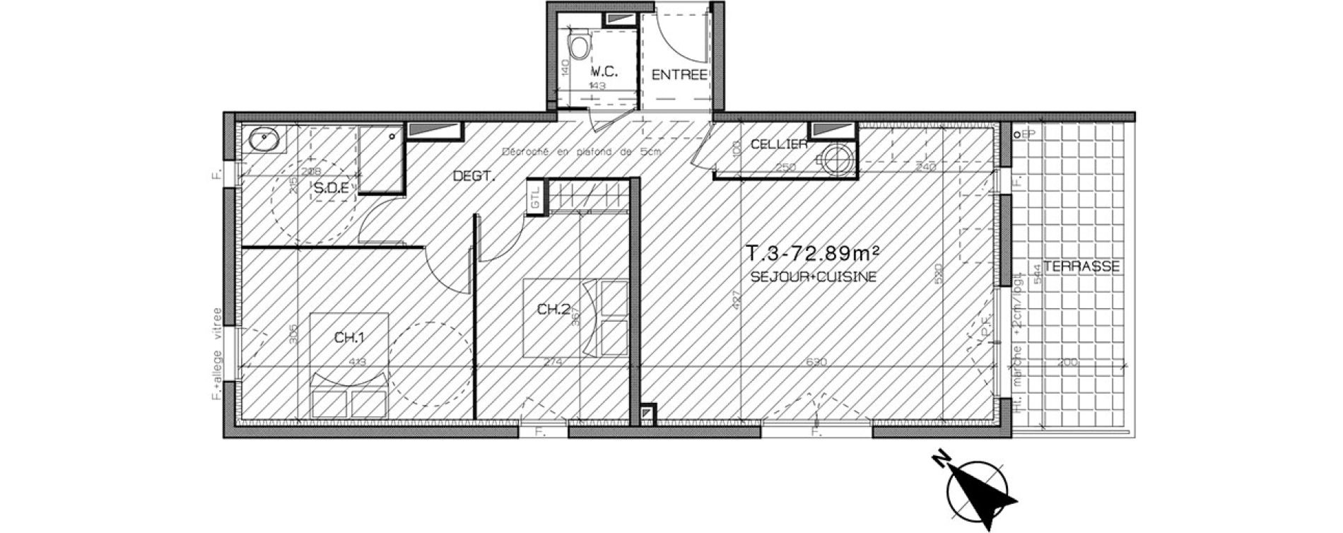 Appartement T3 de 72,89 m2 &agrave; Perpignan Centre