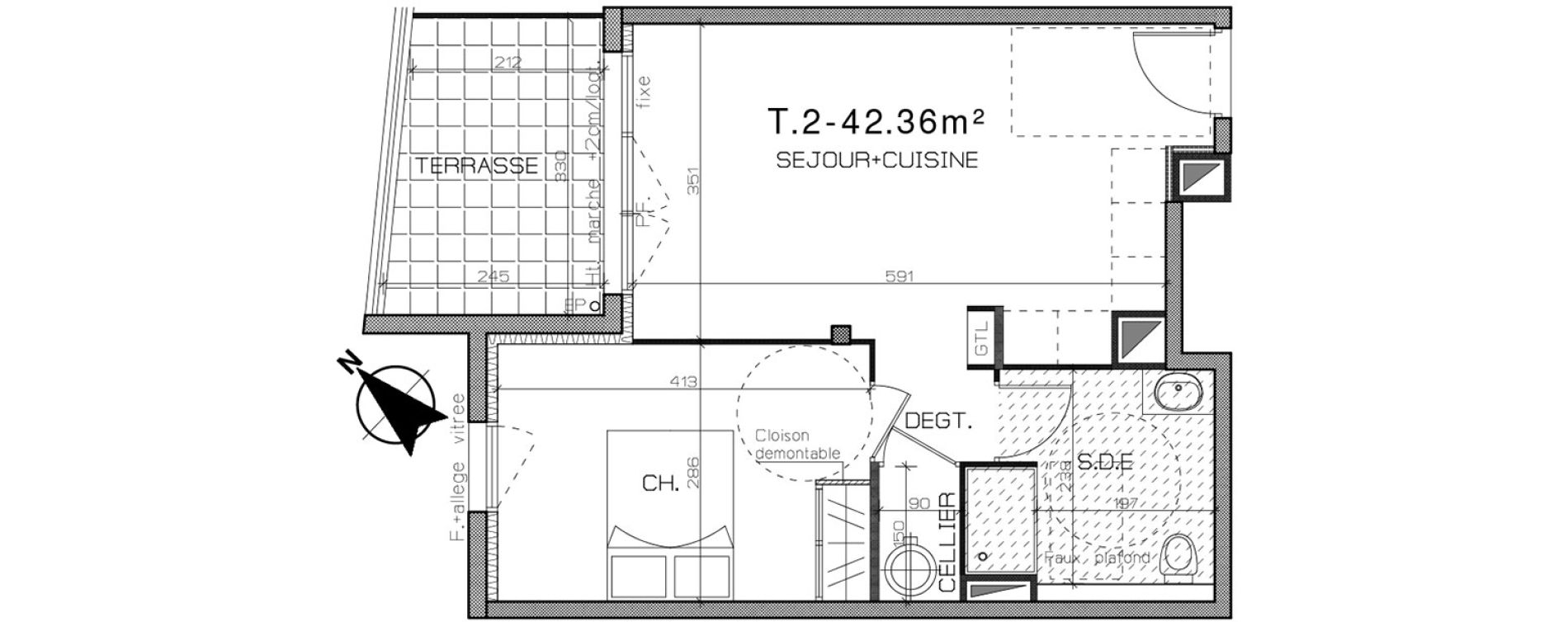 Appartement T2 de 42,36 m2 &agrave; Perpignan Centre