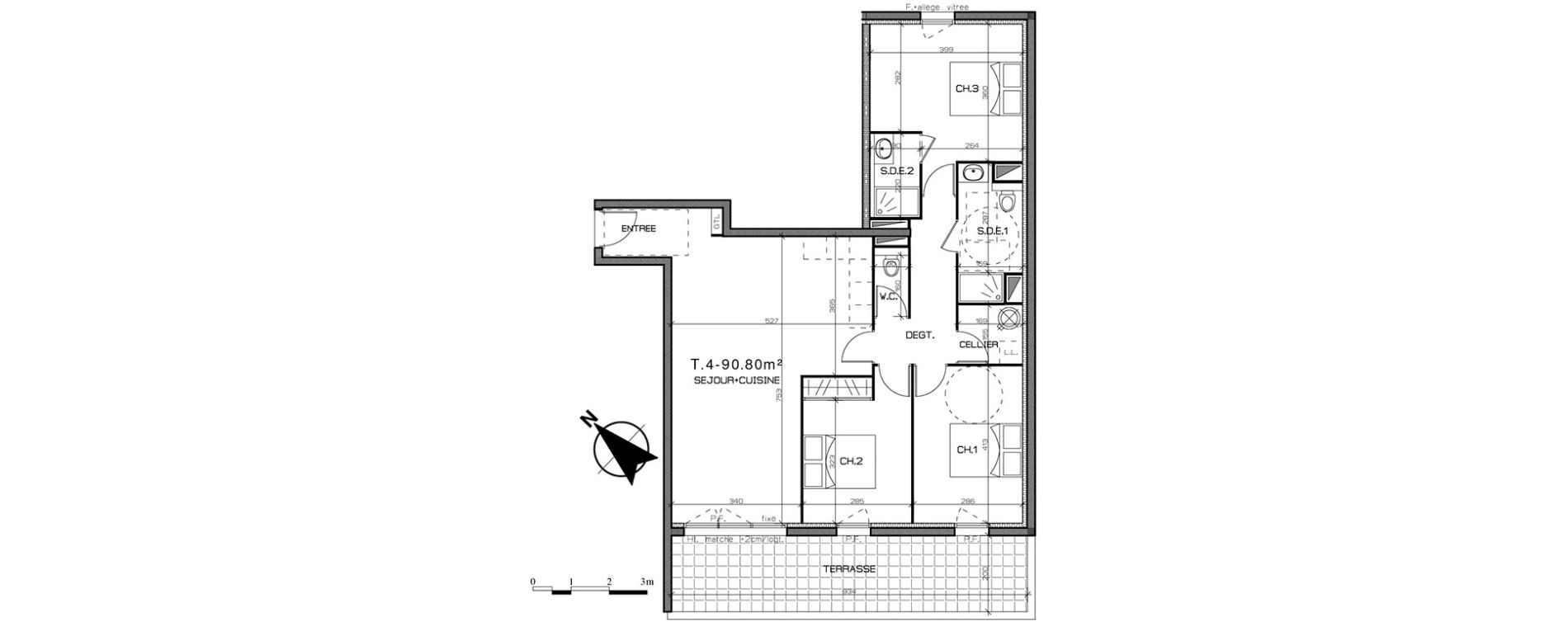 Appartement T4 de 90,80 m2 &agrave; Perpignan Centre