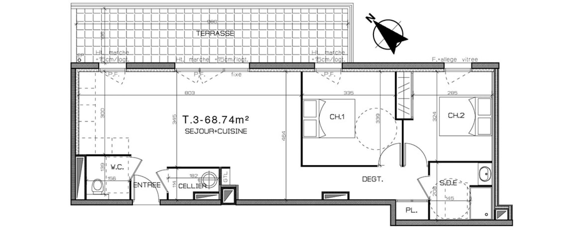 Appartement T3 de 68,74 m2 &agrave; Perpignan Centre