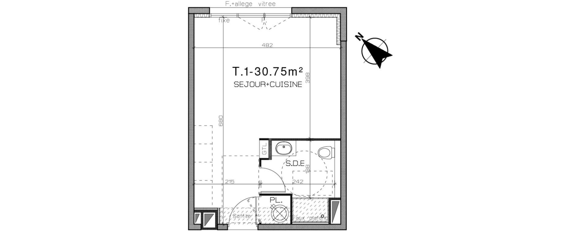 Appartement T1 de 30,75 m2 &agrave; Perpignan Centre