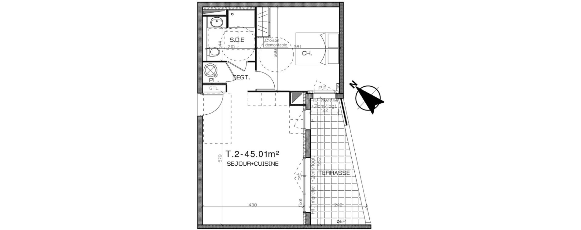 Appartement T2 de 45,01 m2 &agrave; Perpignan Centre