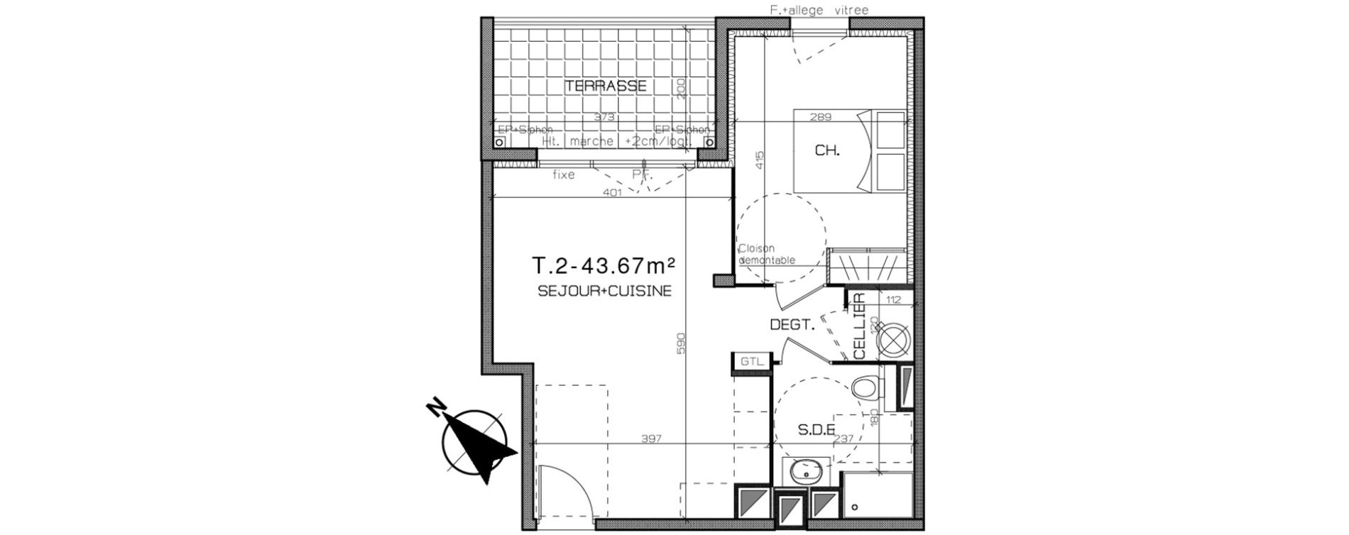 Appartement T2 de 43,67 m2 &agrave; Perpignan Centre