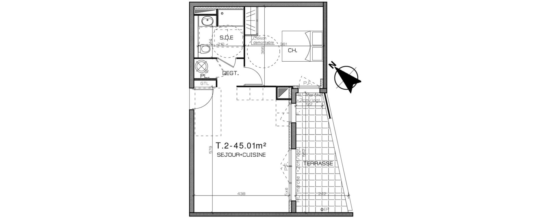Appartement T2 de 45,01 m2 &agrave; Perpignan Centre