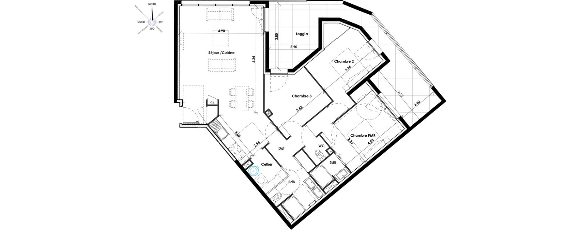 Appartement T4 de 92,70 m2 &agrave; Perpignan Les remparts