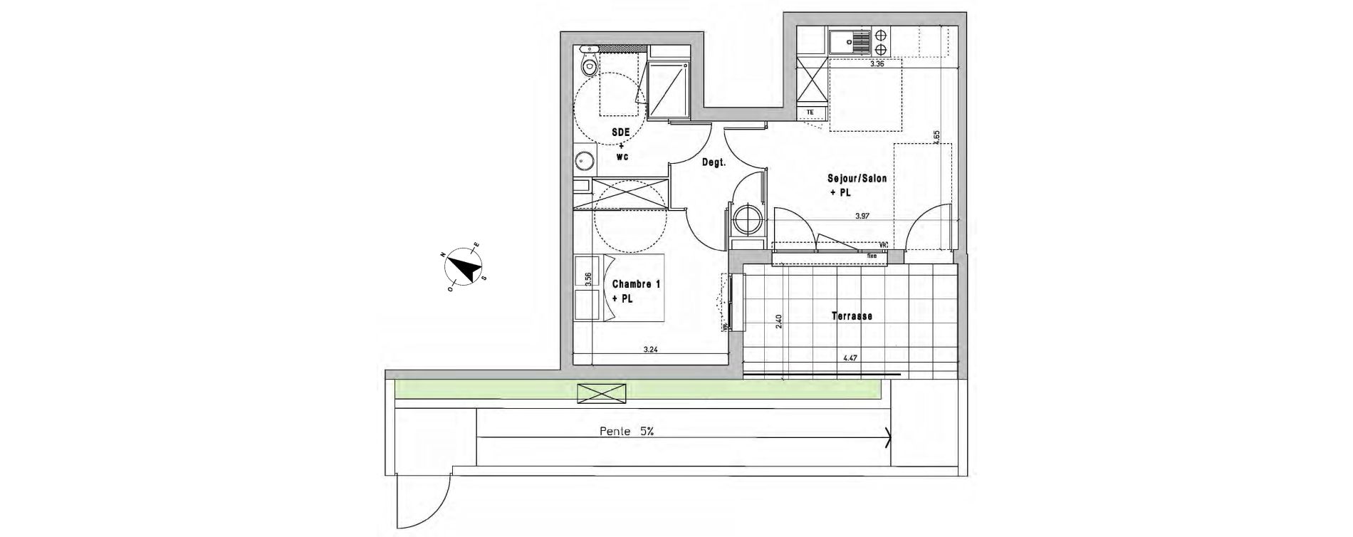 Appartement T2 de 37,91 m2 &agrave; Perpignan Serrat d'en vaquer