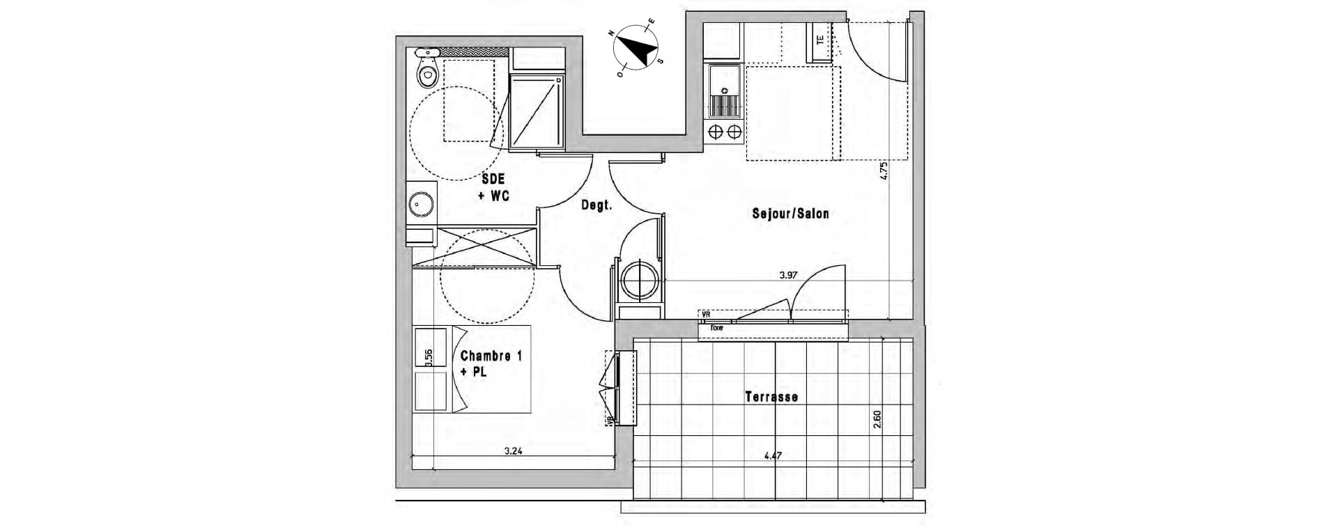 Appartement T2 de 38,69 m2 &agrave; Perpignan Serrat d'en vaquer
