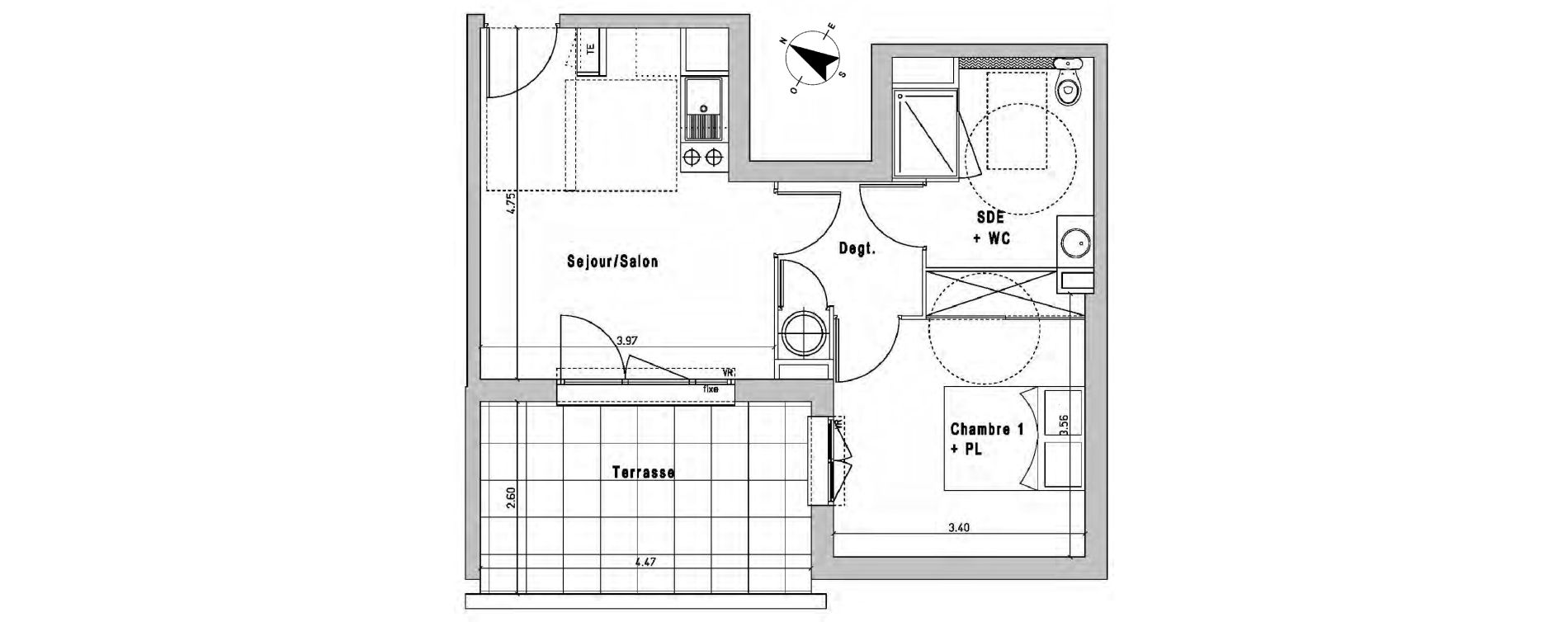 Appartement T2 de 39,83 m2 &agrave; Perpignan Serrat d'en vaquer