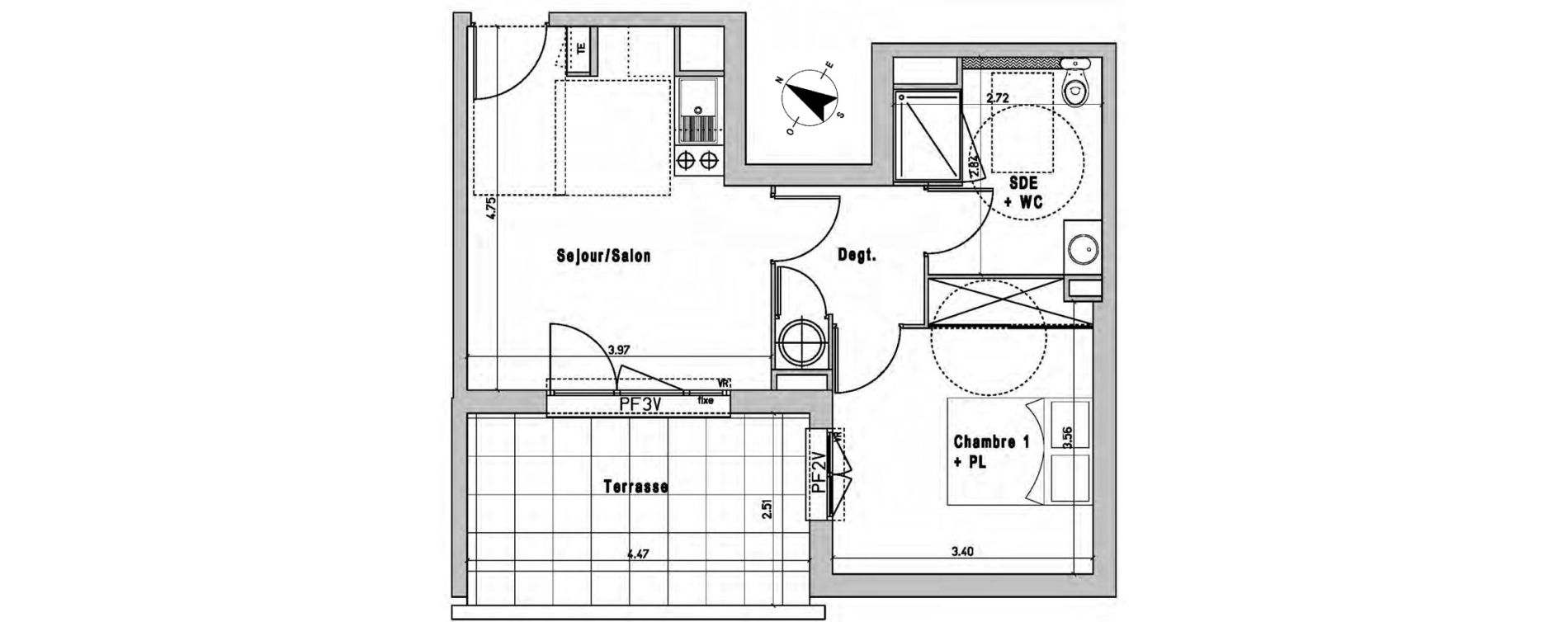 Appartement T2 de 39,83 m2 &agrave; Perpignan Serrat d'en vaquer