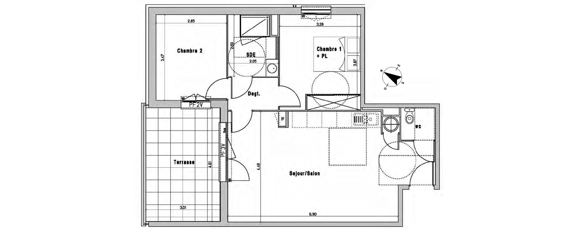 Appartement T3 de 65,12 m2 &agrave; Perpignan Serrat d'en vaquer