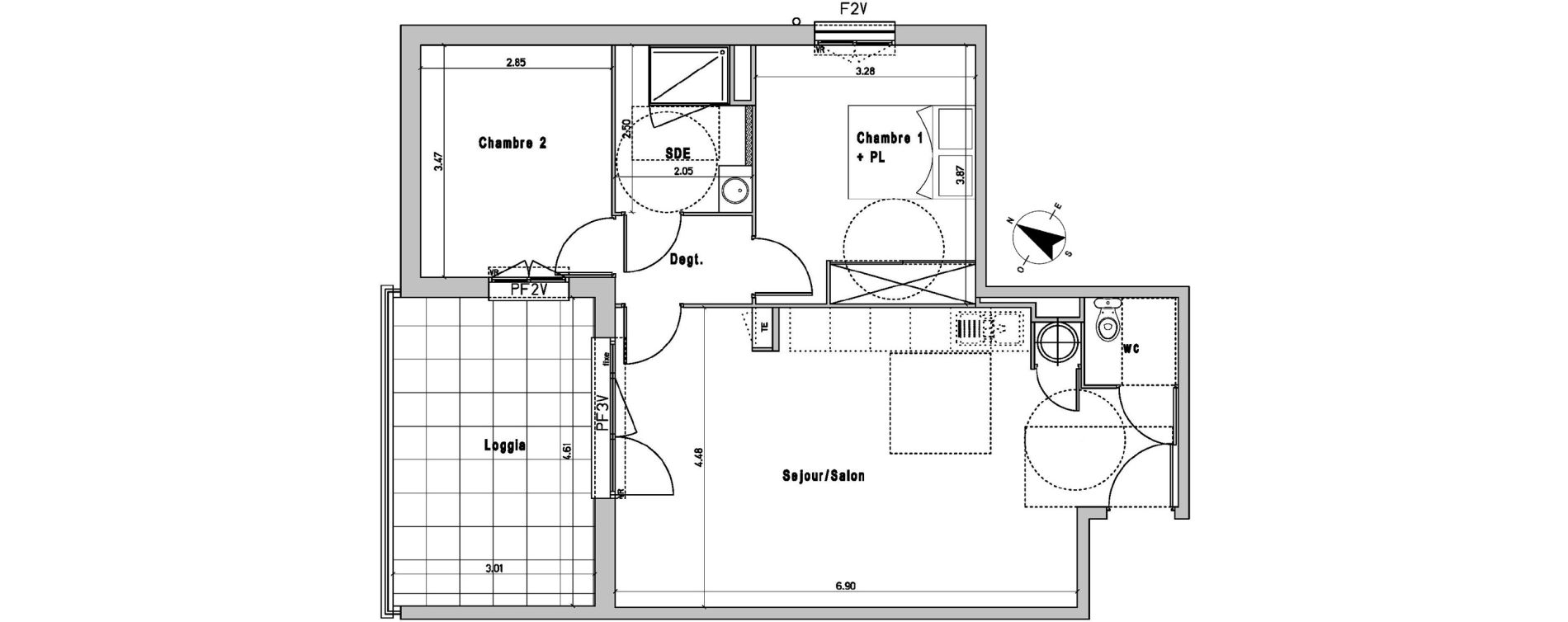 Appartement T3 de 65,12 m2 &agrave; Perpignan Serrat d'en vaquer