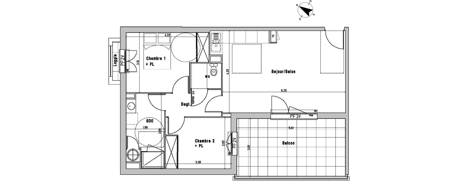 Appartement T3 de 61,32 m2 &agrave; Perpignan Serrat d'en vaquer