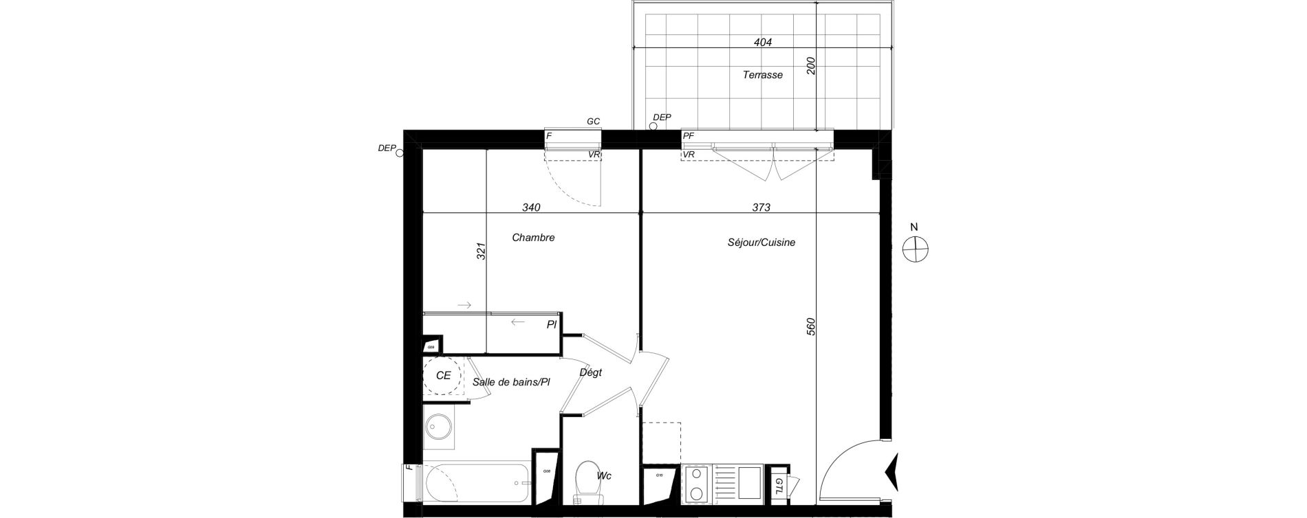 Appartement T2 de 38,36 m2 &agrave; Perpignan Porte d espagne
