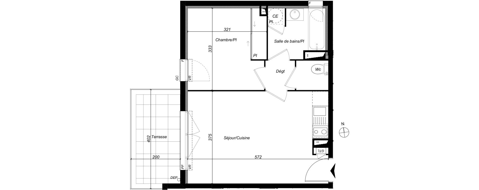 Appartement T2 de 39,03 m2 &agrave; Perpignan Porte d espagne