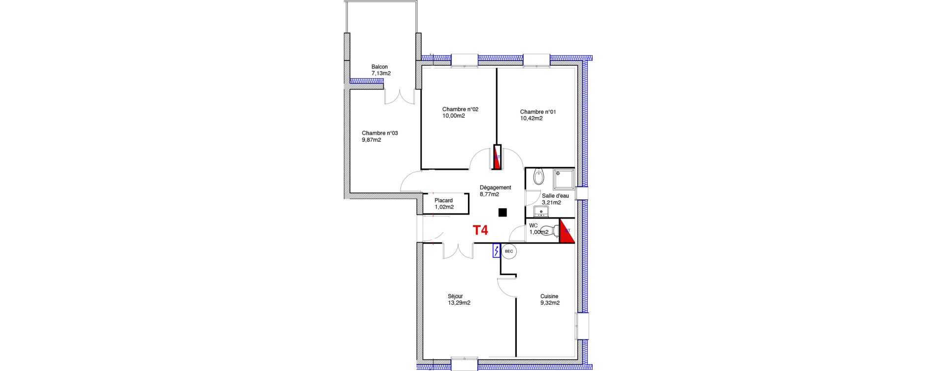 Appartement T4 de 66,90 m2 &agrave; Perpignan Saint assiscle