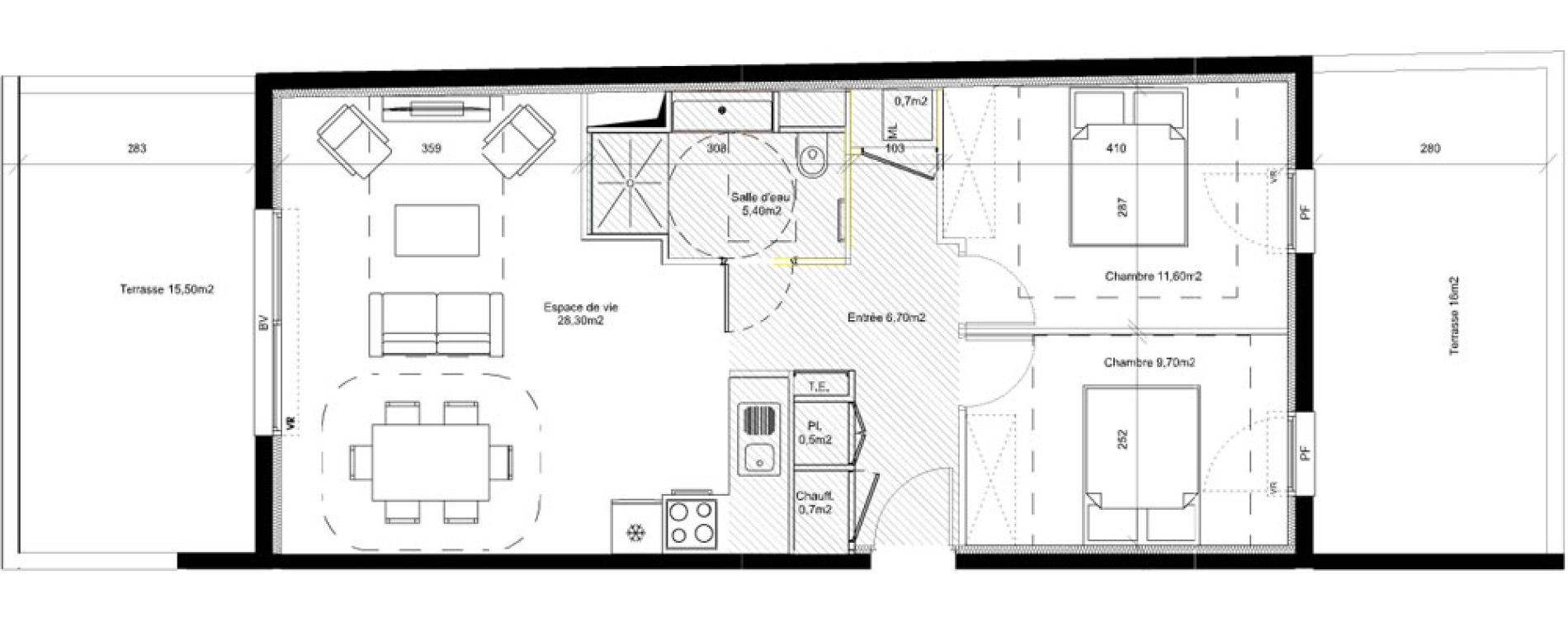Appartement T3 de 63,60 m2 &agrave; Perpignan Les platanes - saint-jacques