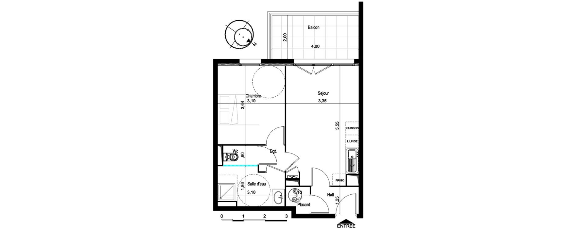 Appartement T2 de 41,47 m2 &agrave; Perpignan Centre