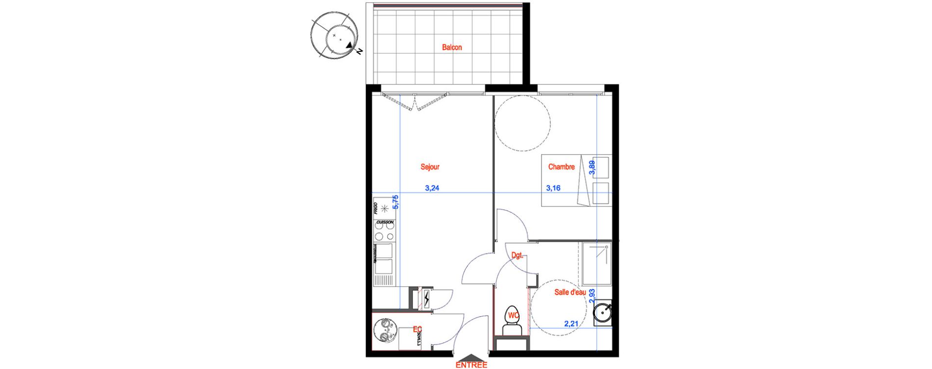 Appartement T2 de 42,65 m2 &agrave; Perpignan Centre