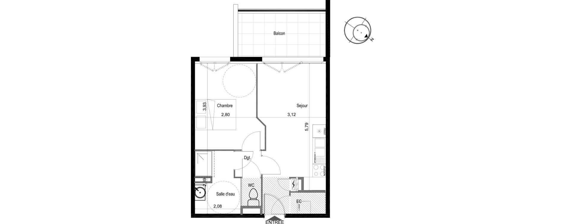 Appartement T2 de 39,35 m2 &agrave; Perpignan Centre