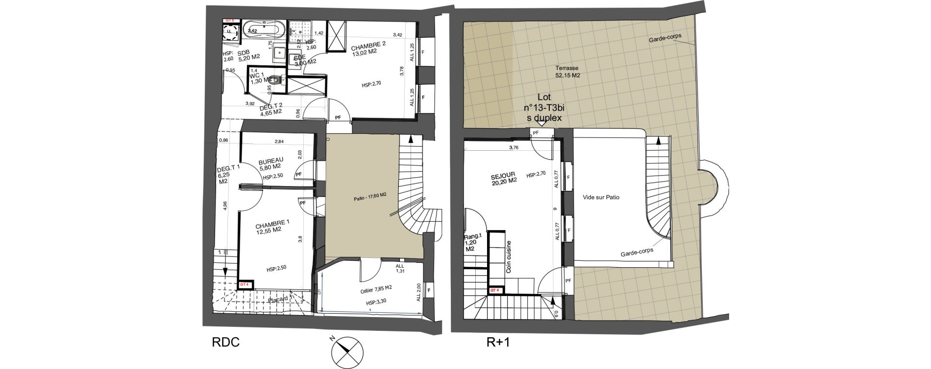 Duplex T3 de 73,17 m2 &agrave; Perpignan Clemenceau