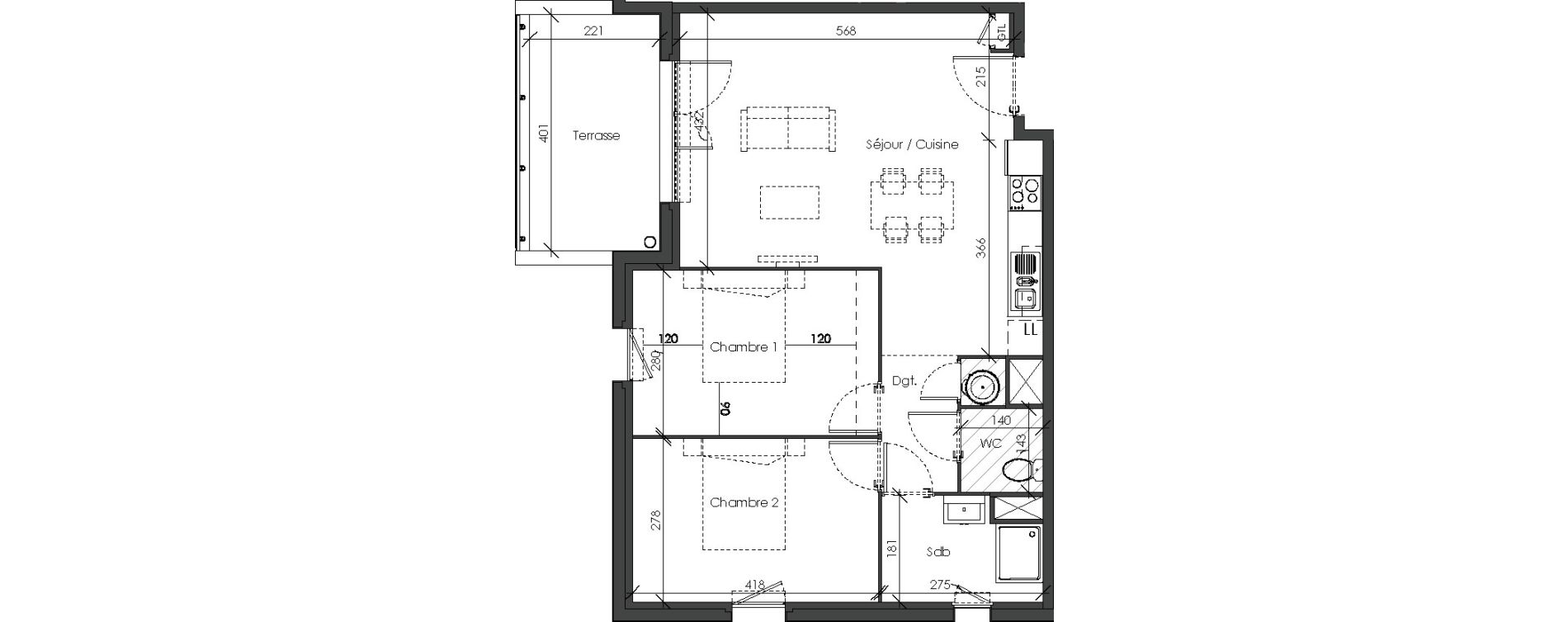 Appartement T3 de 63,10 m2 &agrave; Perpignan Saint assiscle