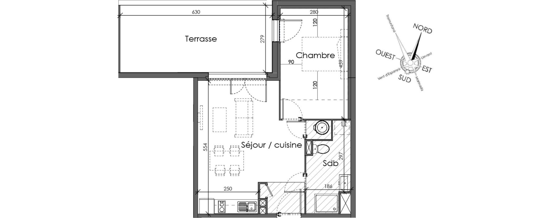 Appartement T2 de 41,70 m2 &agrave; Perpignan Saint assiscle