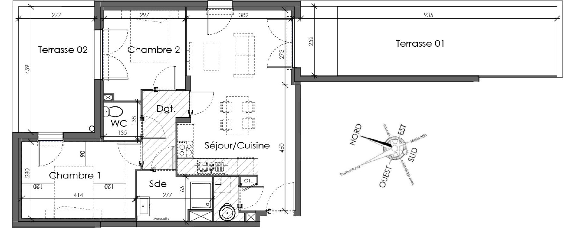 Appartement T3 de 59,10 m2 &agrave; Perpignan Saint assiscle