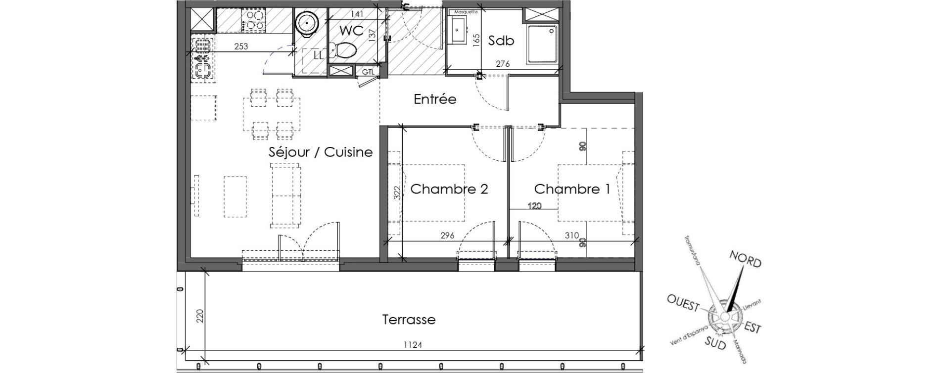 Appartement T3 de 60,70 m2 &agrave; Perpignan Saint assiscle