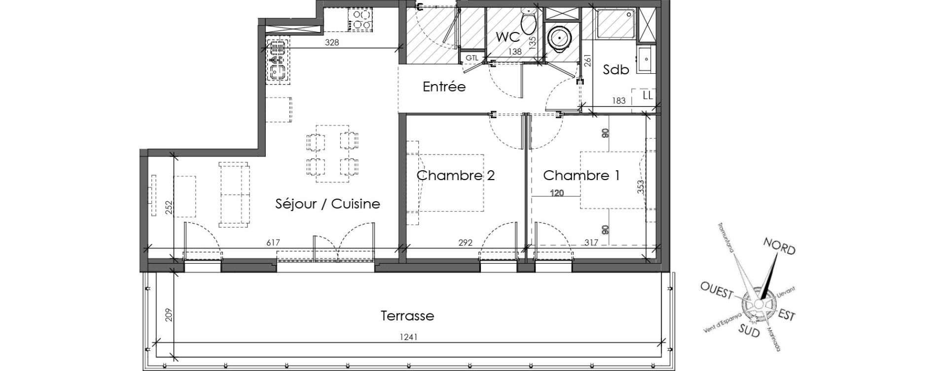 Appartement T3 de 63,00 m2 &agrave; Perpignan Saint assiscle