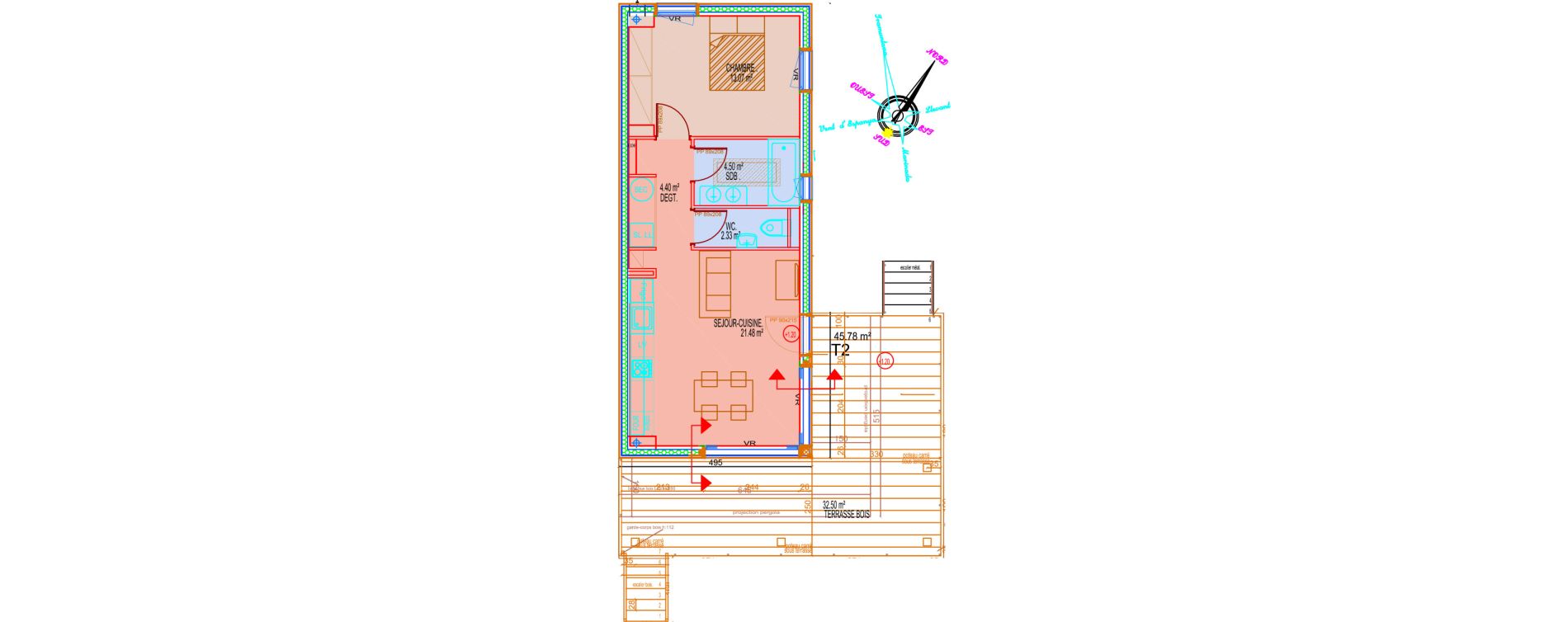 Maison T2 meublée de 45,78 m2 à Saint-Cyprien Centre