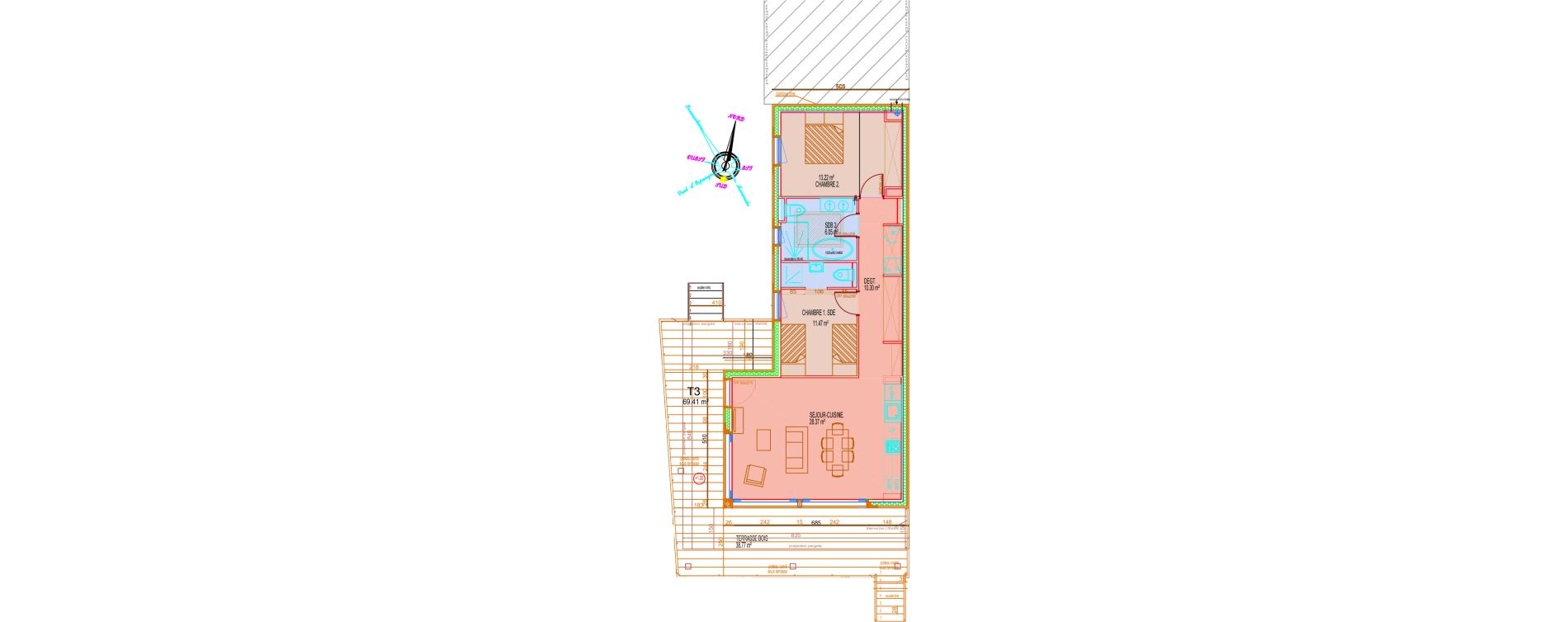 Maison T3 de 69,41 m2 &agrave; Saint-Cyprien Centre