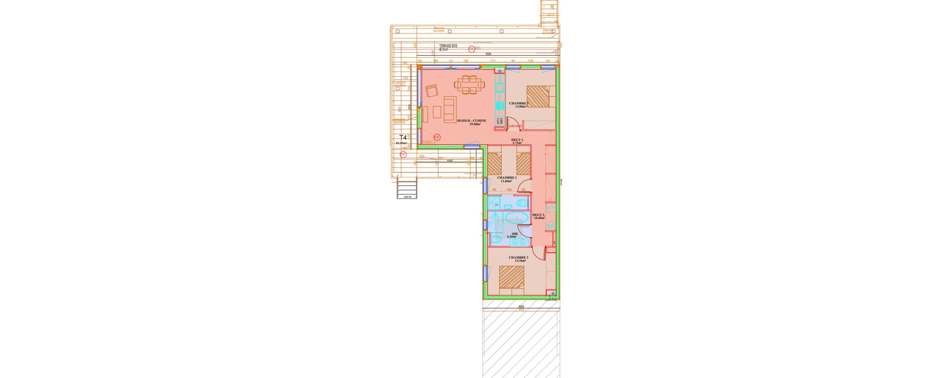 Maison T4 de 84,00 m2 &agrave; Saint-Cyprien Centre