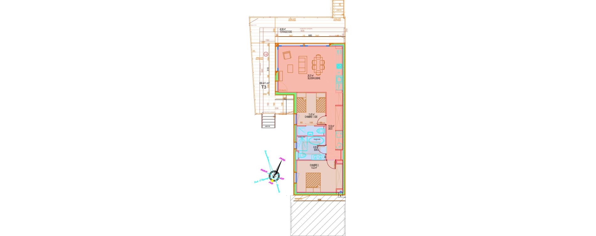 Maison T3 meublée de 69,41 m2 à Saint-Cyprien Centre