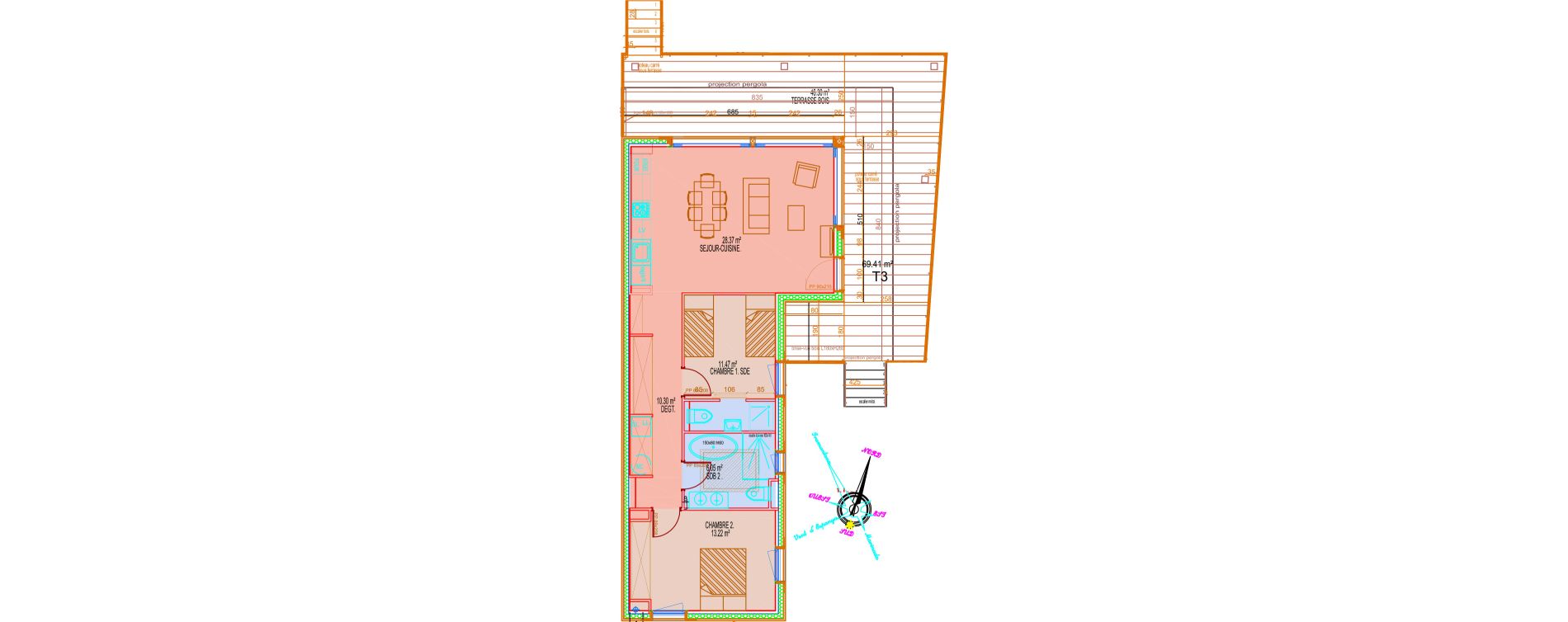Maison T3 de 69,41 m2 &agrave; Saint-Cyprien Centre