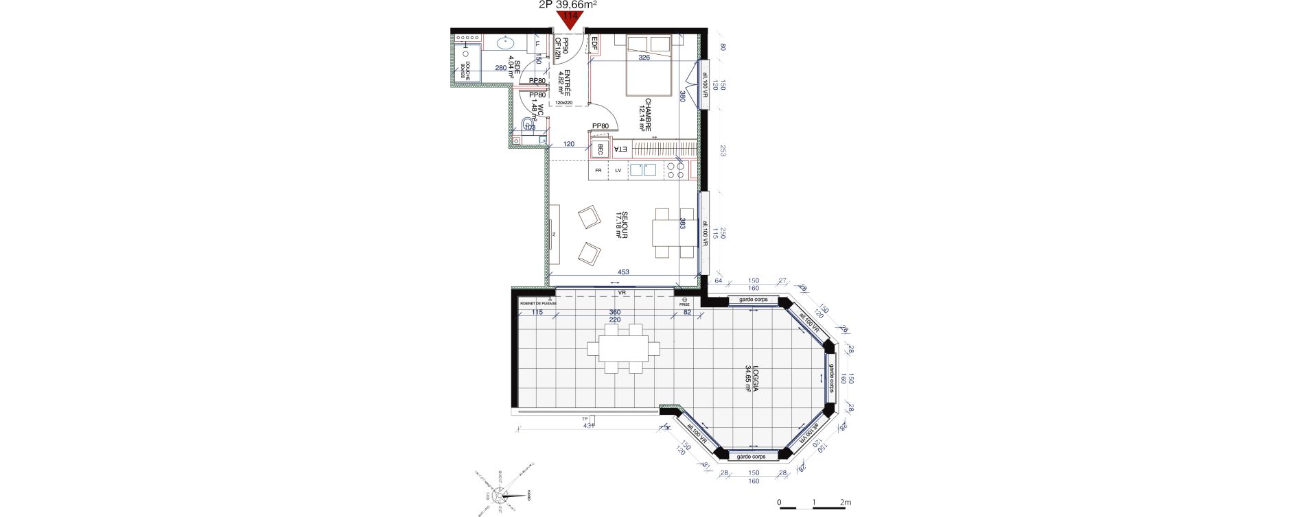 Appartement T2 de 39,45 m2 &agrave; Saint-Cyprien Centre