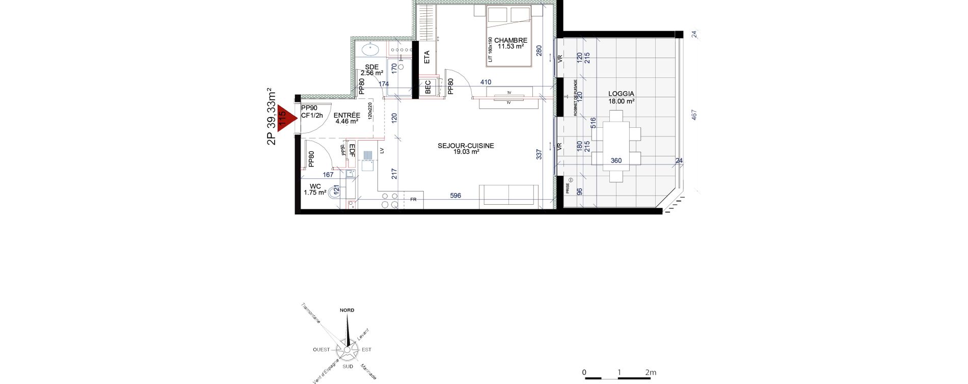 Appartement T2 de 39,33 m2 &agrave; Saint-Cyprien Centre
