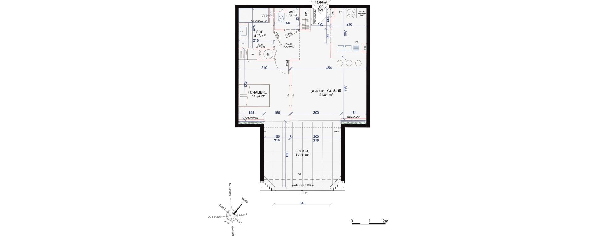 Appartement T2 de 49,66 m2 &agrave; Saint-Cyprien Centre