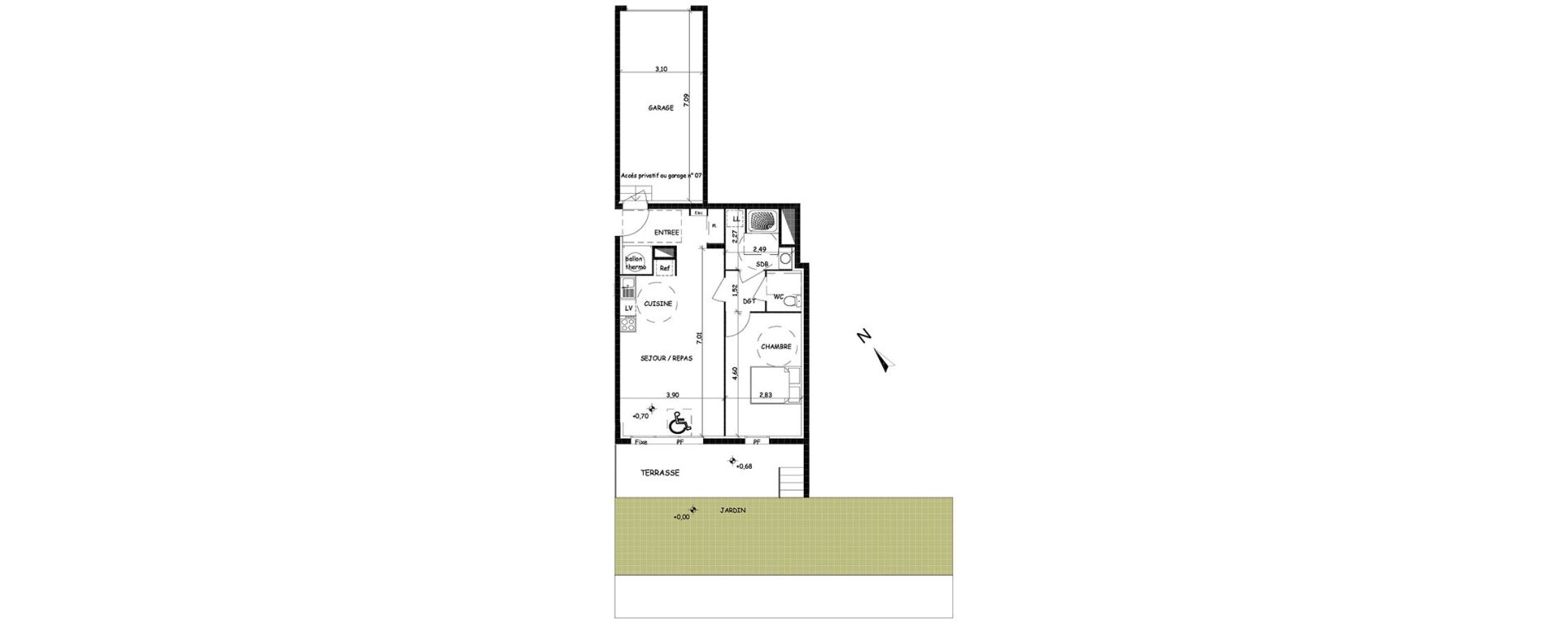 Appartement T2 de 54,11 m2 &agrave; Saint-Cyprien Centre