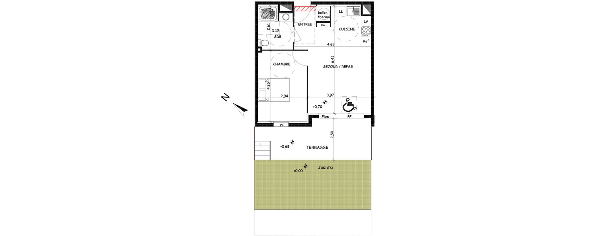 Appartement T2 de 43,40 m2 &agrave; Saint-Cyprien Centre