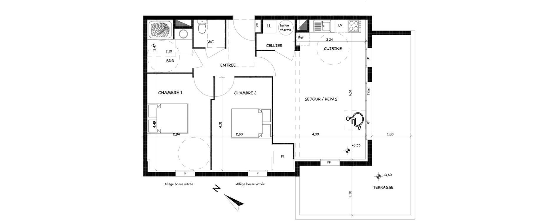 Appartement T3 de 64,75 m2 &agrave; Saint-Cyprien Centre