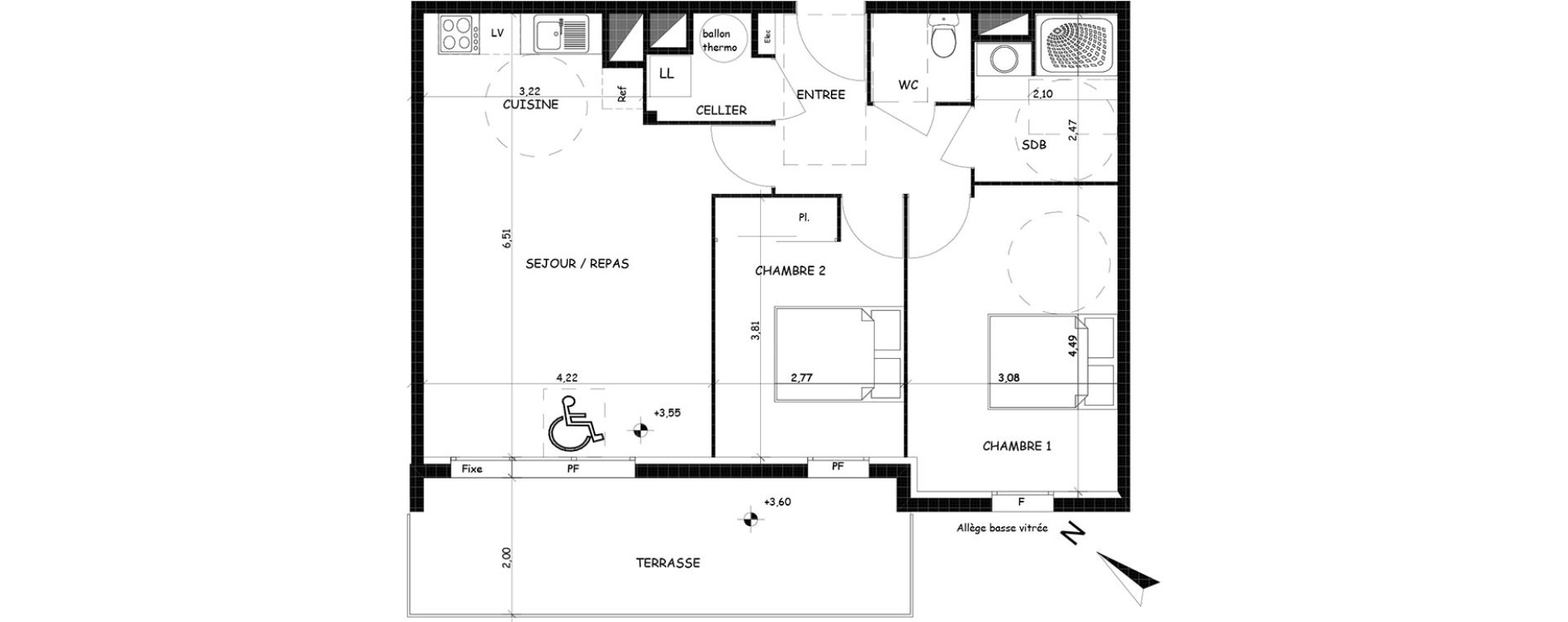 Appartement T3 de 65,03 m2 &agrave; Saint-Cyprien Centre