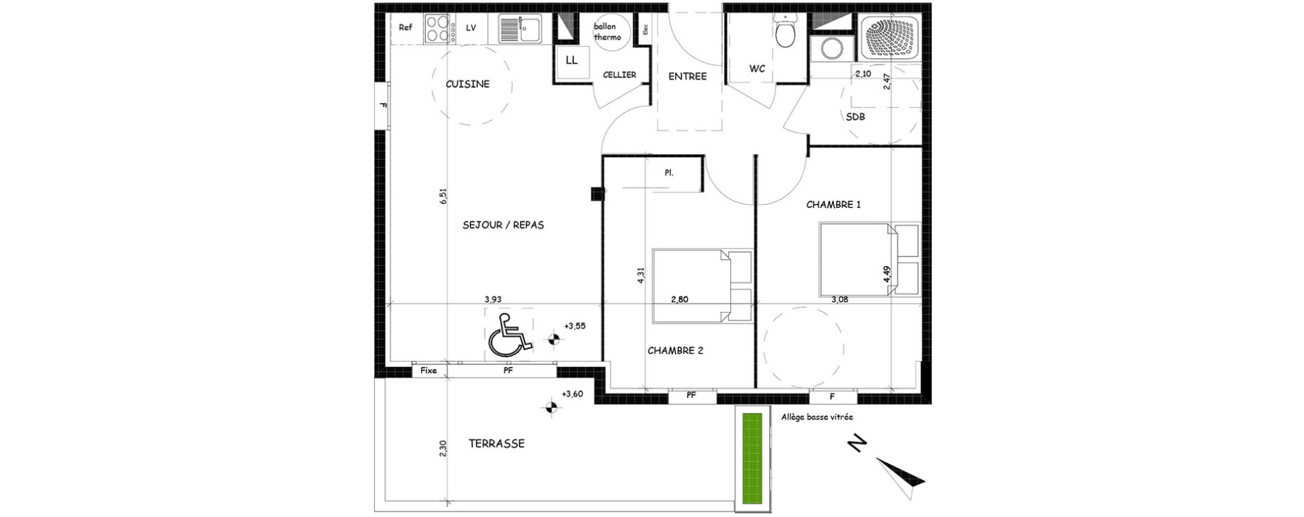 Appartement T3 de 65,22 m2 &agrave; Saint-Cyprien Centre