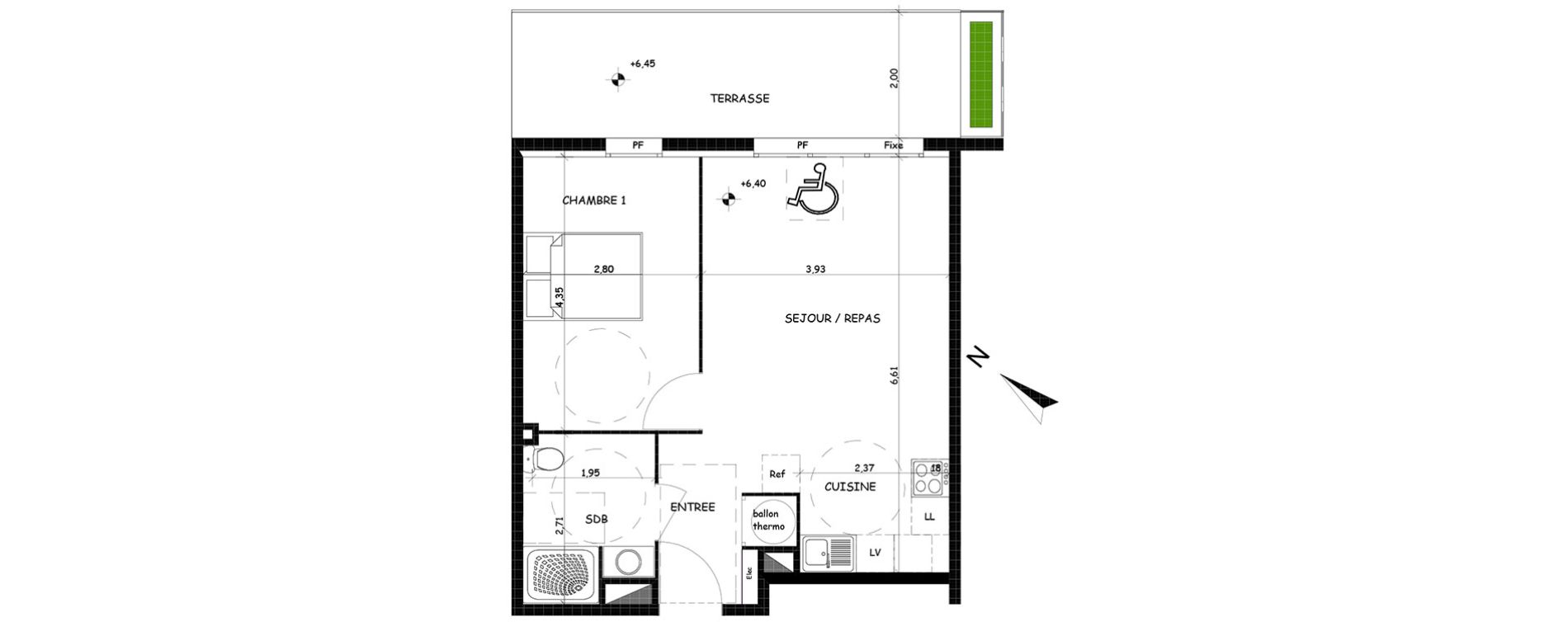 Appartement T2 de 45,19 m2 &agrave; Saint-Cyprien Centre