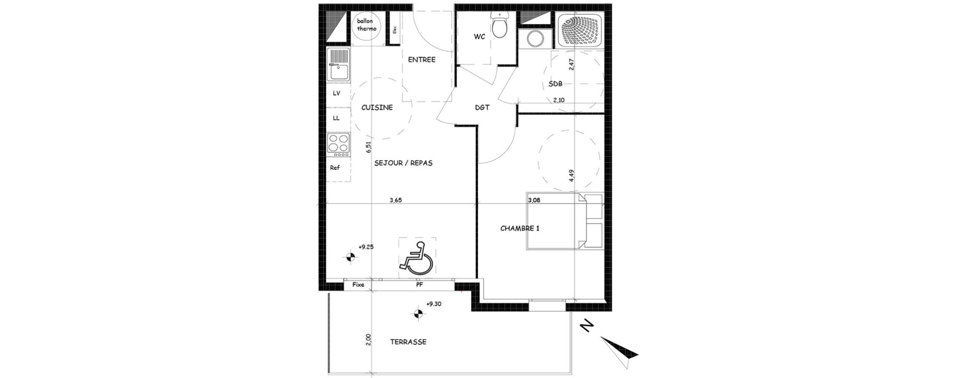 Appartement T2 de 43,73 m2 &agrave; Saint-Cyprien Centre